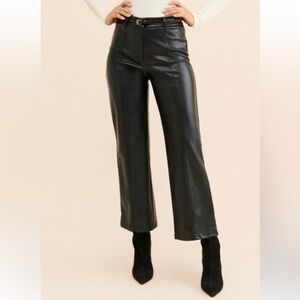 Avec Les Filles Faux Leather Pants Size XL wide leg crop vegan